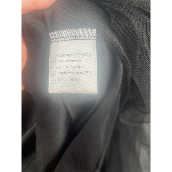 Black Tulle Lace Dress With Sequins Veil L Dead Bride Black Wedding Goth Fairy - Picture 9 of 14